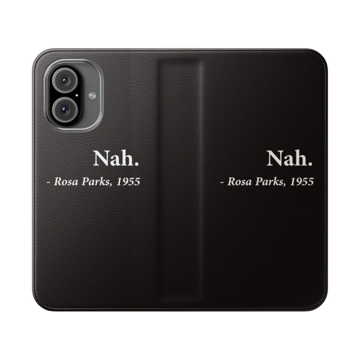 Stylish flip cover phone case featuring a quote by Rosa Parks, a civil rights icon.