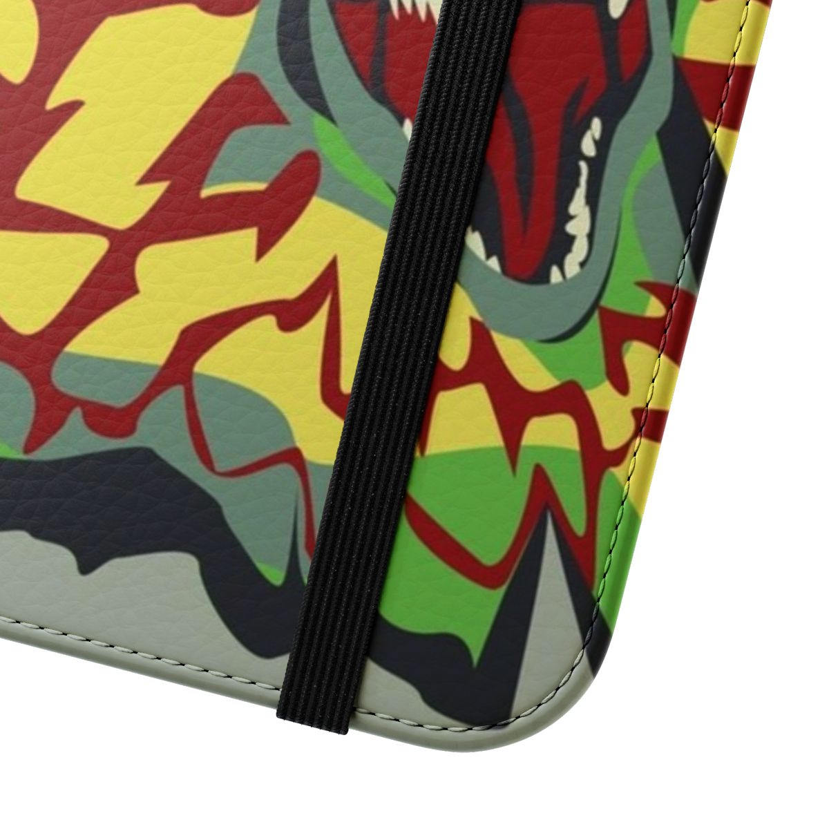 Dilophosaurus-themed phone case with graphic design inspired by the Jurassic Park franchise - Close Up