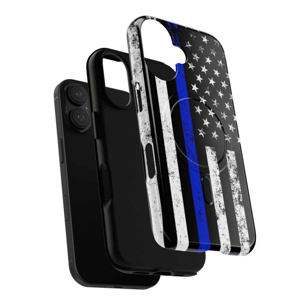 Distressed vertical American flag design on a tough, magnetic phone case - Layers