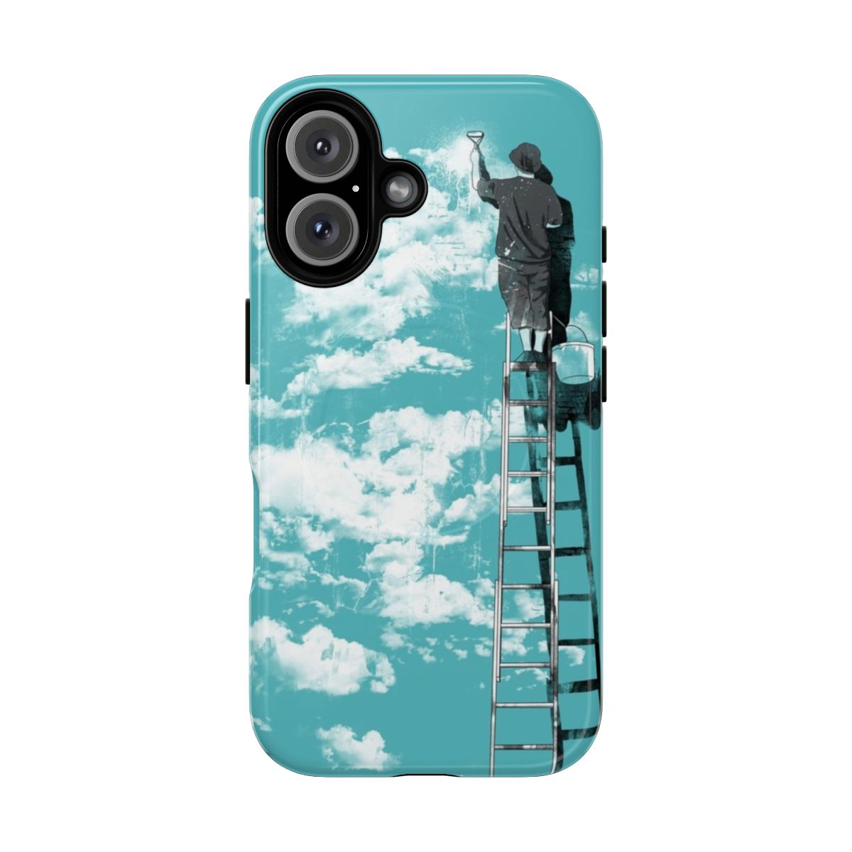 Optimist magnetic tough phone case with surreal, sky, and street art design