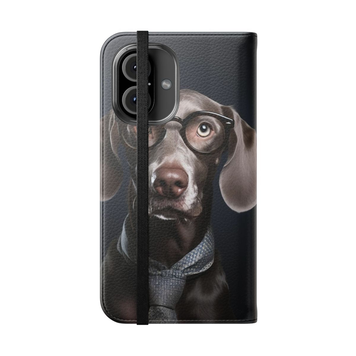 Weimaraner dog breed illustration on a stylish flip cover phone case - Folded Front