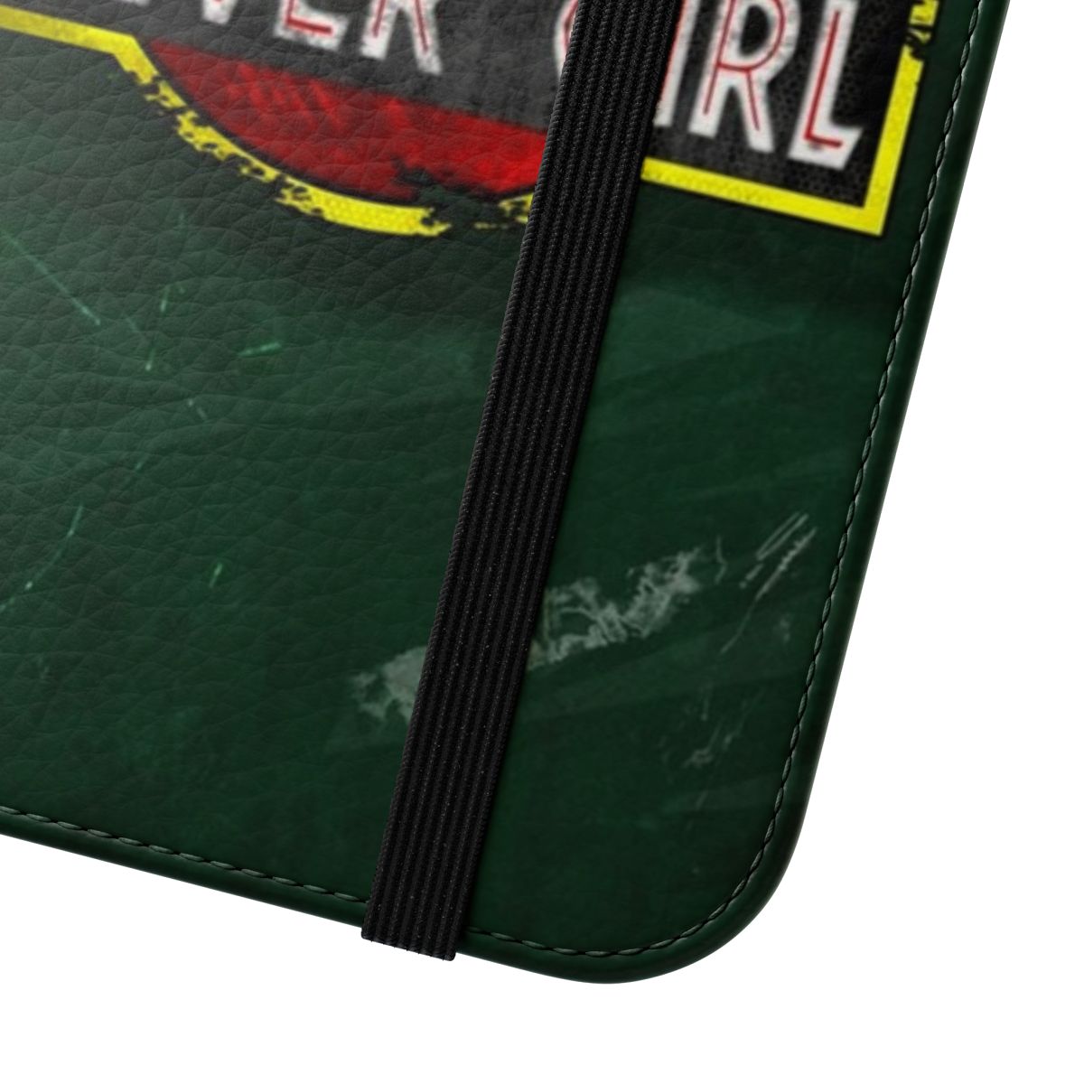 Clever Dinosaur Lover Flip Cover Phone Case featuring a velociraptor dinosaur design - Close Up