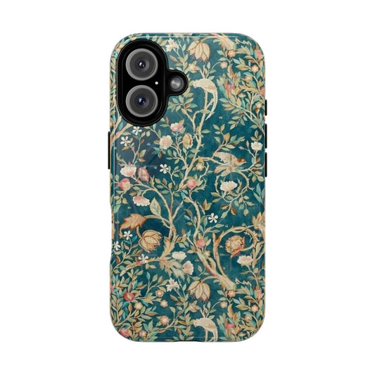 Floral arts and crafts inspired magnetic tough phone case with william morris strawberry thief design