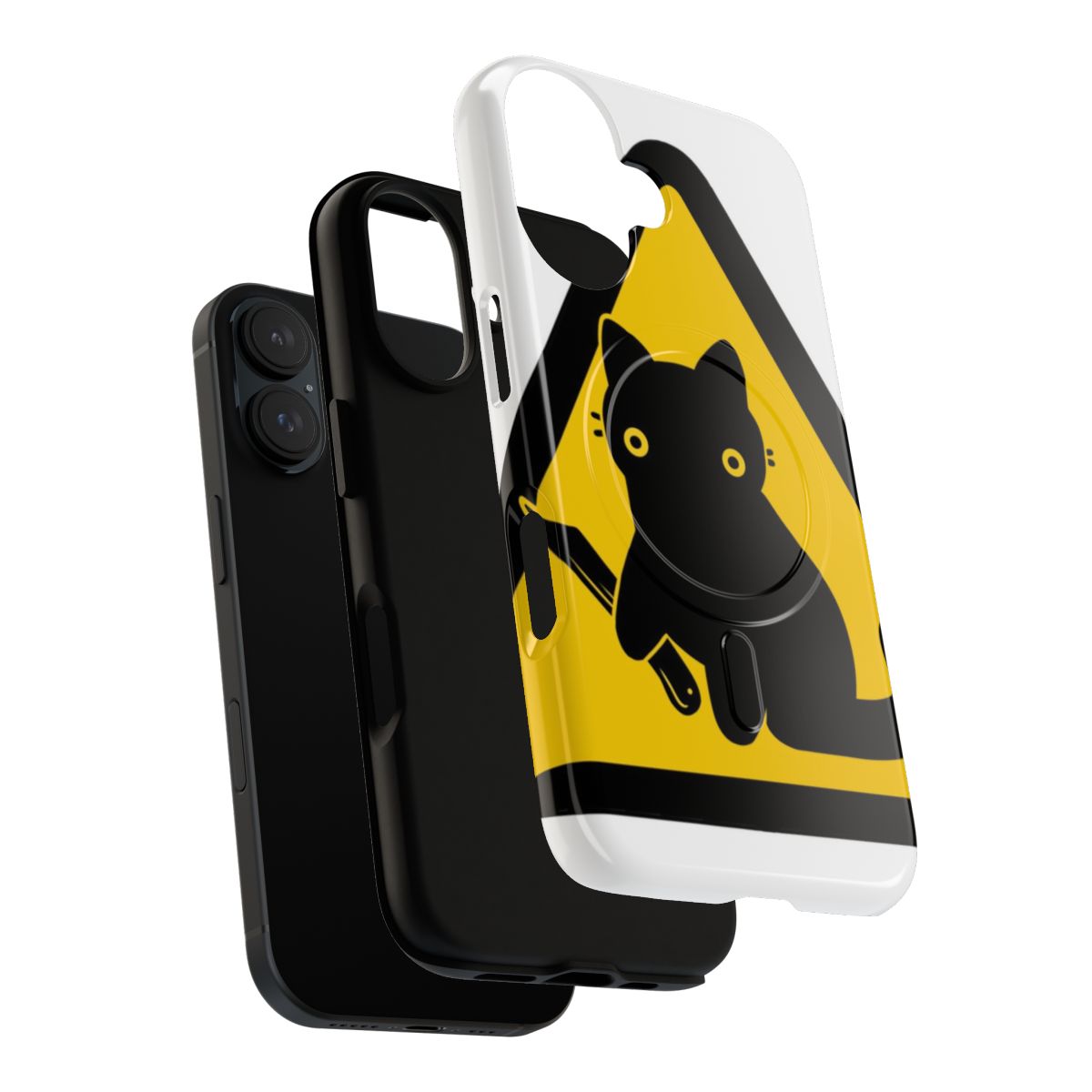 Magnetic tough phone case with a funny yellow cat meme design - Layers