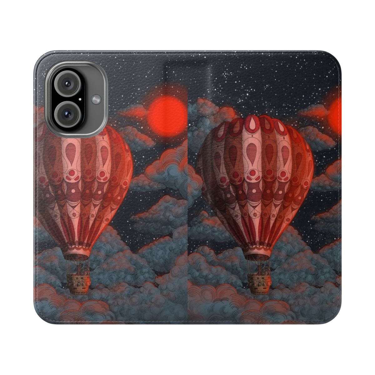 Hot air balloon phone case with stars and moon