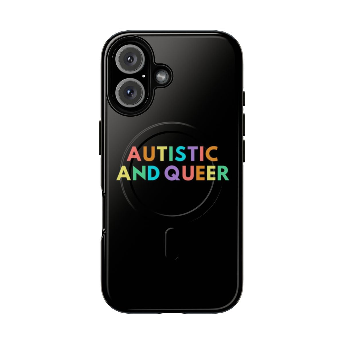 Magnetic tough phone case with autistic and queer pride designs