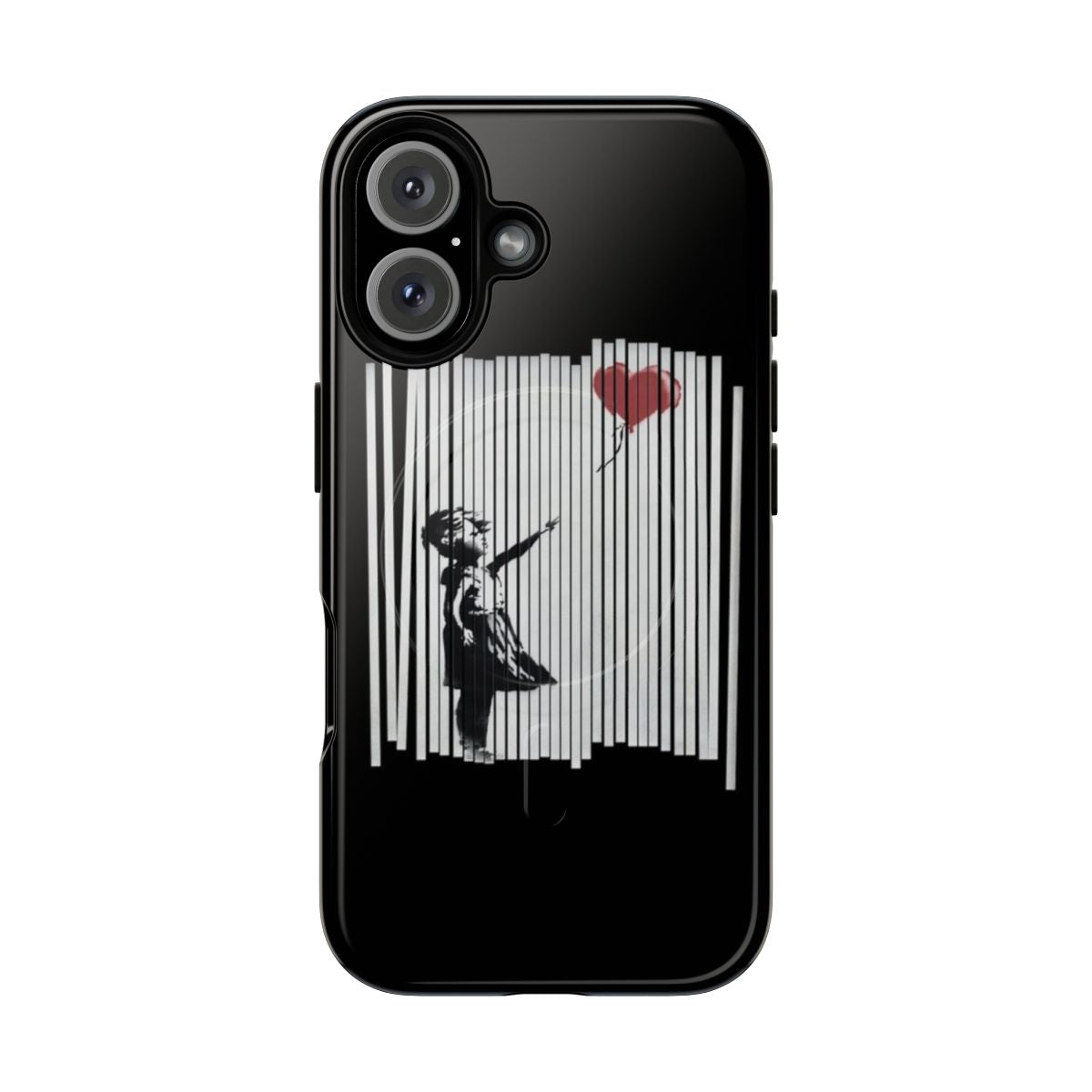 Banksy inspired tough magnetic phone case with shredded balloon girl street art design