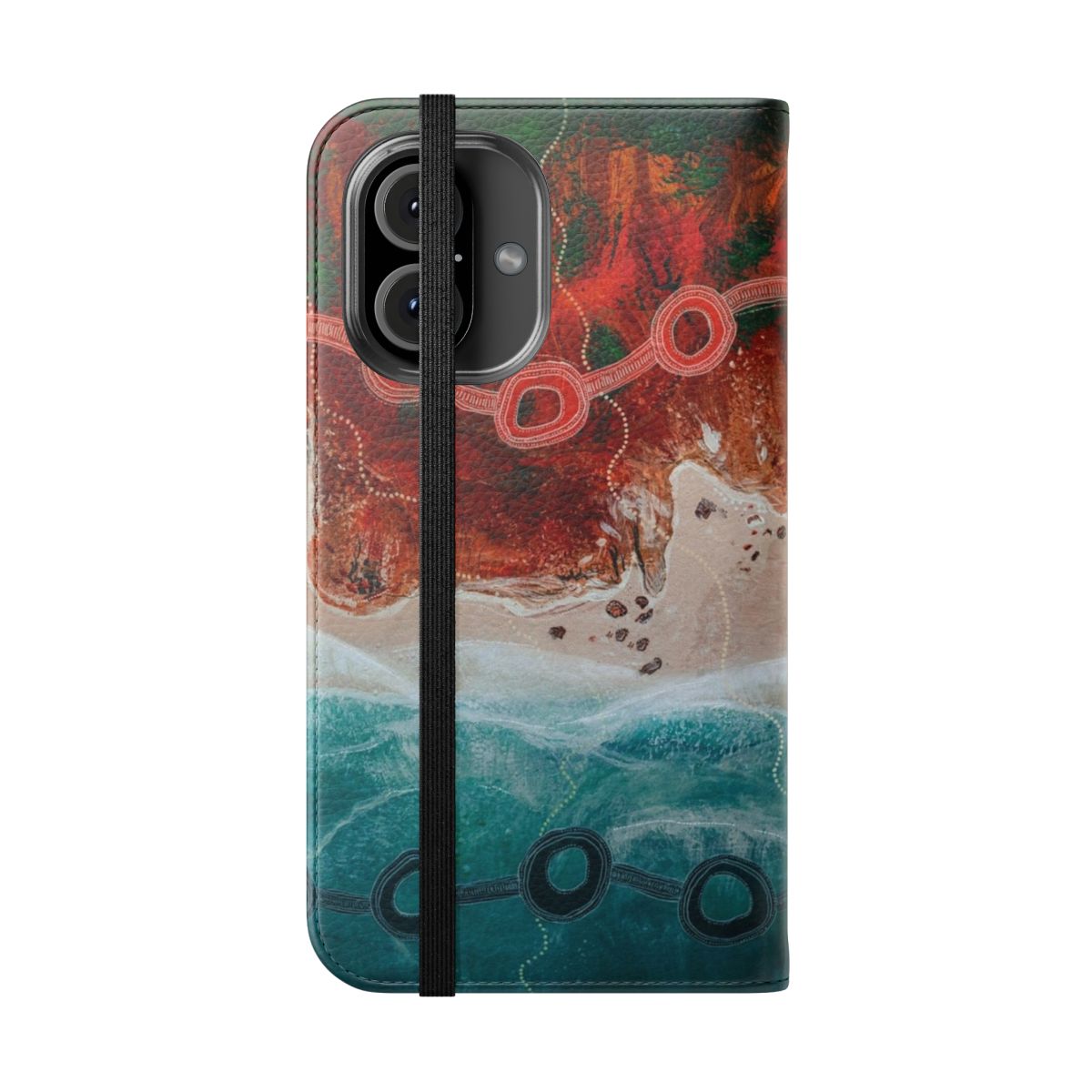 Aboriginal art design on a flip cover phone case - Folded Front