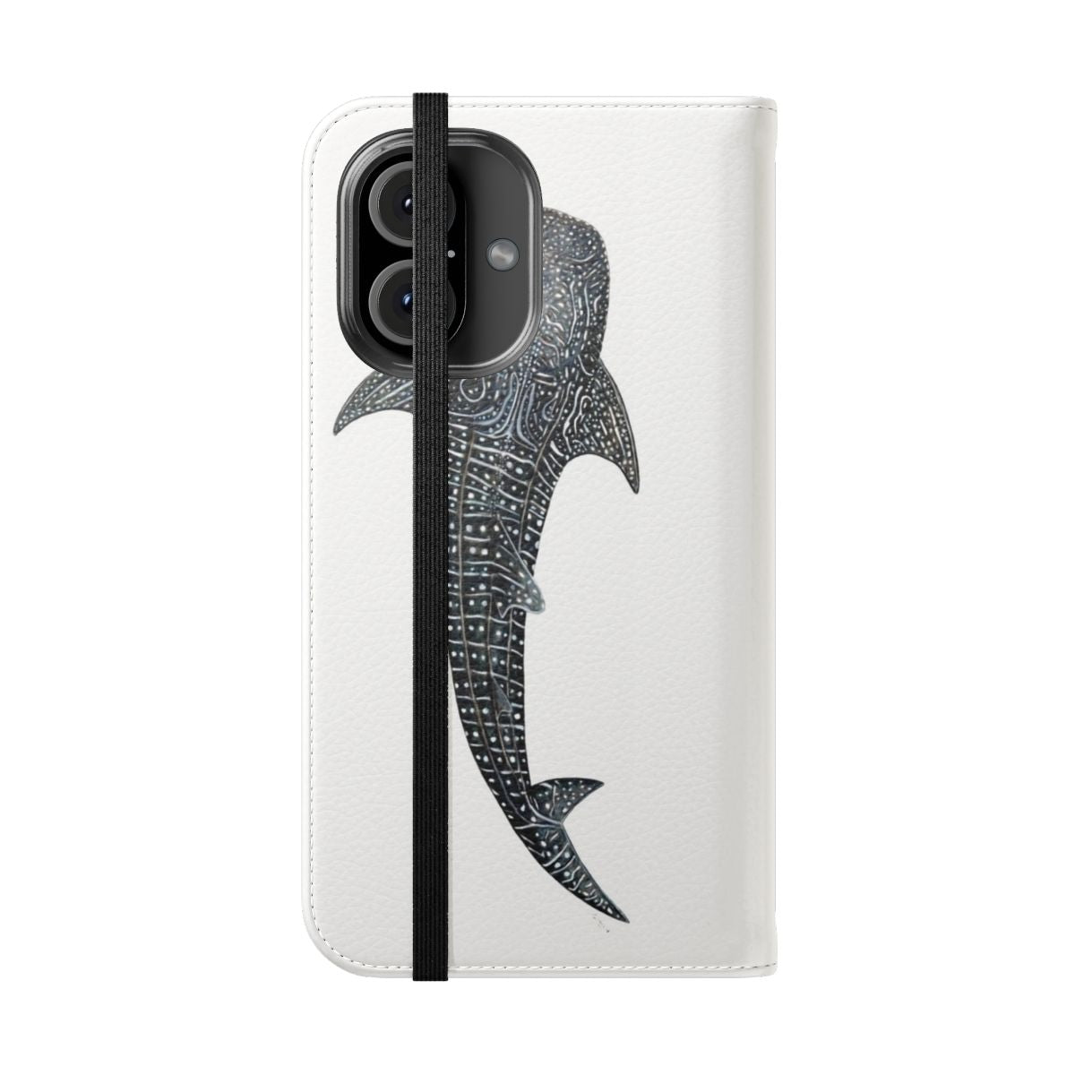 Watercolor illustration of a majestic whale shark on a phone case - Folded Front