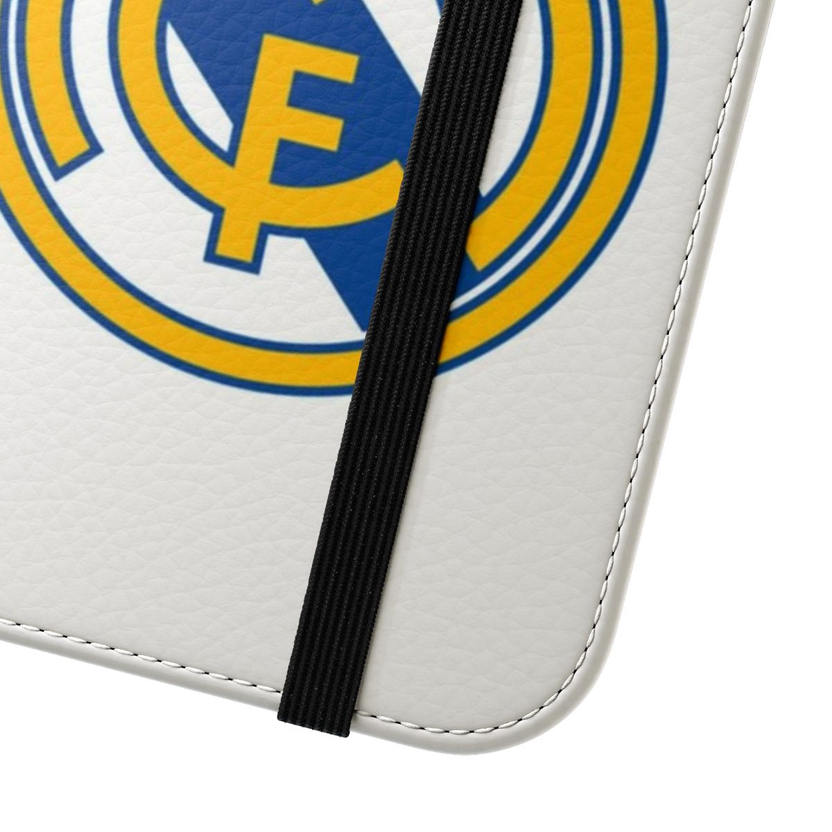 Madrid CF inspired phone flip cover case with team logo - Close Up