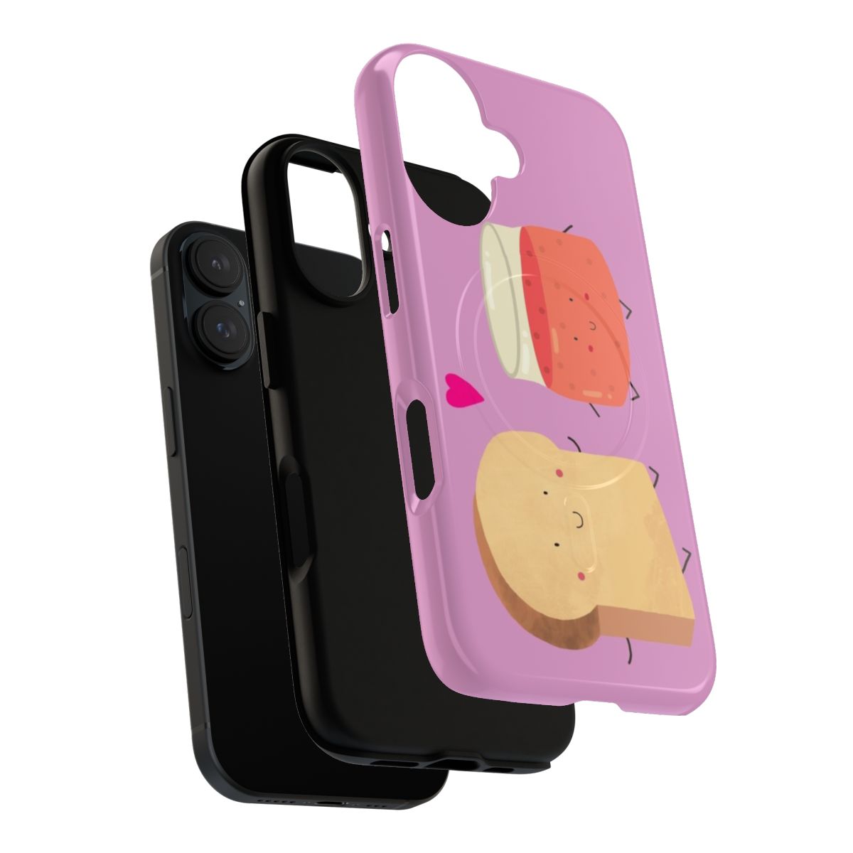 Magnetic tough phone case with illustrated design of bread and jam - Layers