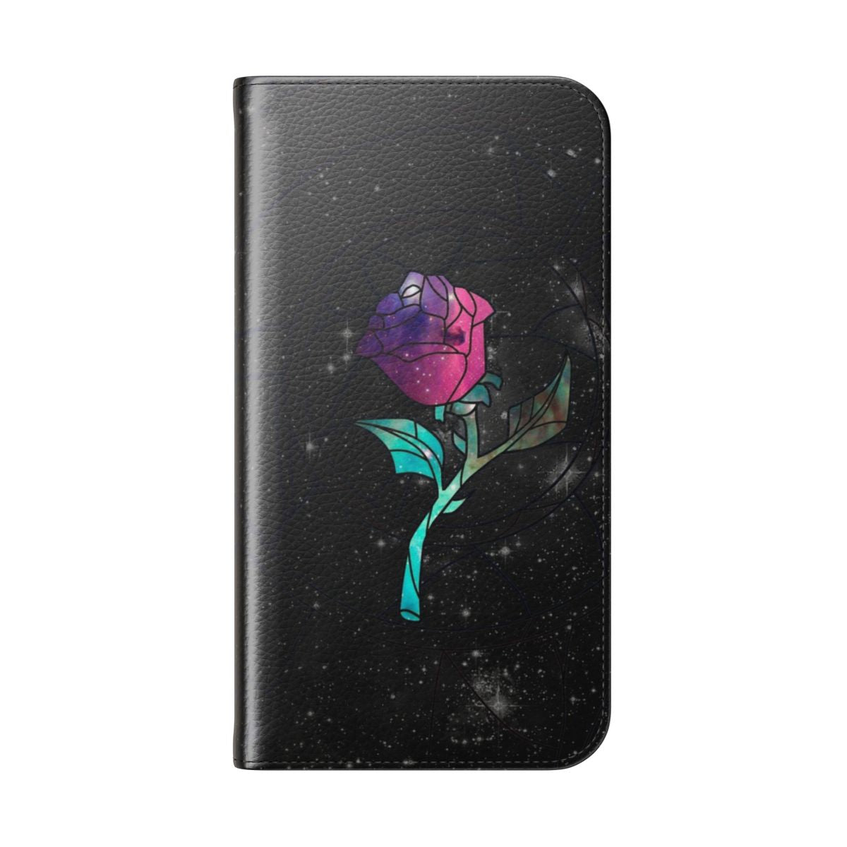 Stained glass galaxy phone case with nebula and star cluster design - Folded Back