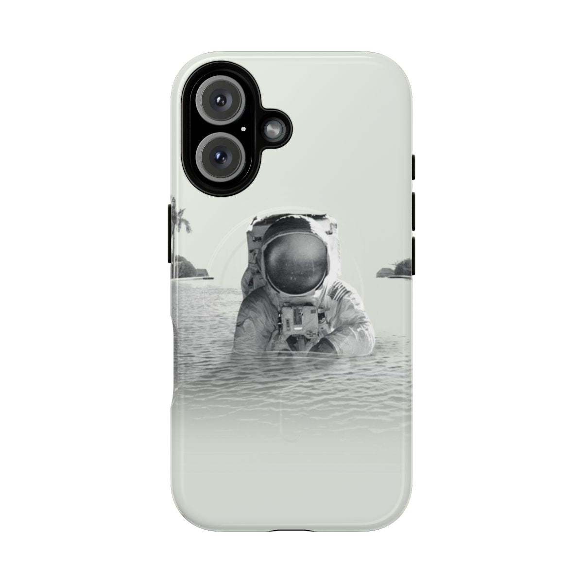 Cosmic astronaut phone case with a vintage, psychedelic design