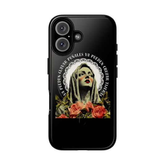 Magnetic tough phone case featuring a design inspired by religious art and the theme of female strength and spiritual resilience.