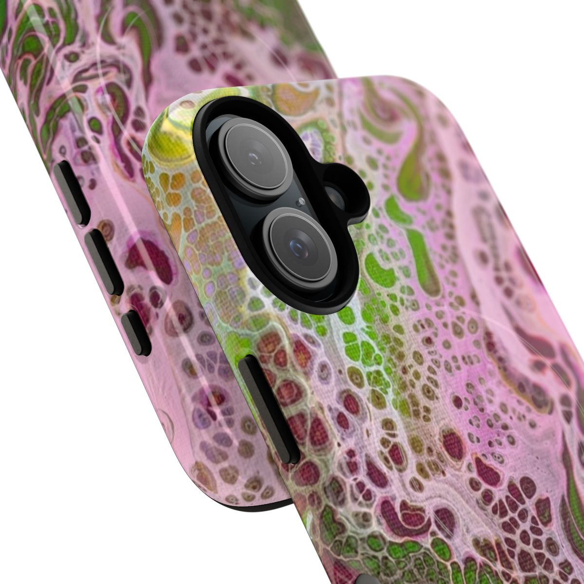 Octopus-inspired abstract art design on a magnetic phone case. - Detail