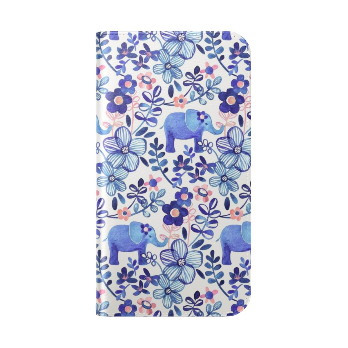 Watercolor floral and elephant pattern phone case - Folded Back