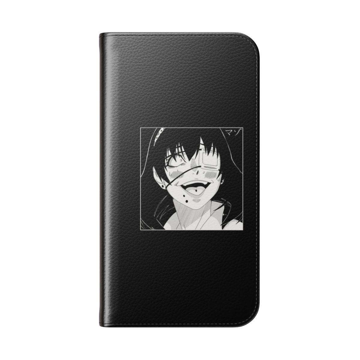 Anime-inspired flip phone case featuring a design inspired by the series Kakegurui. - Folded Back