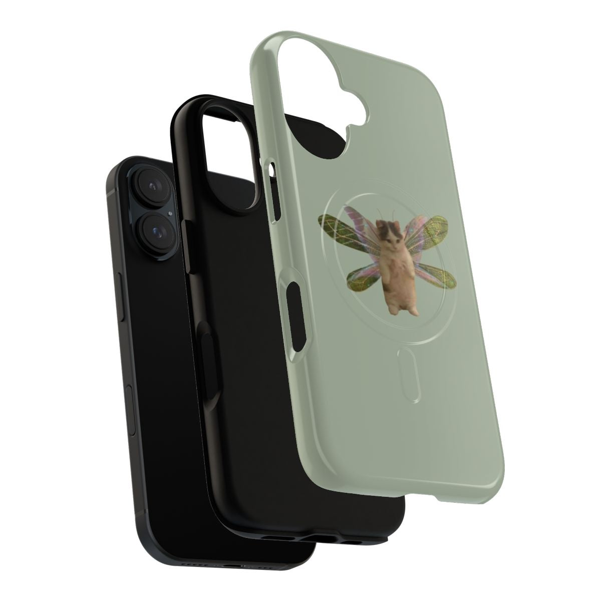 Whimsical fairy cat phone case with wings and floral design - Layers