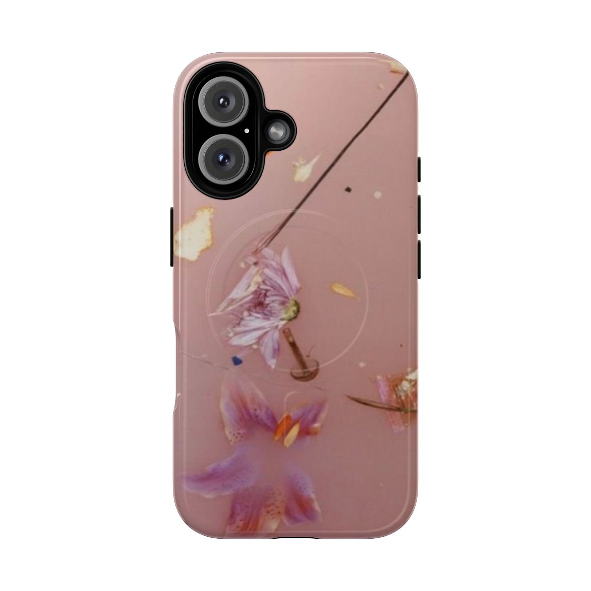 Pink flowers magnetic protective phone case