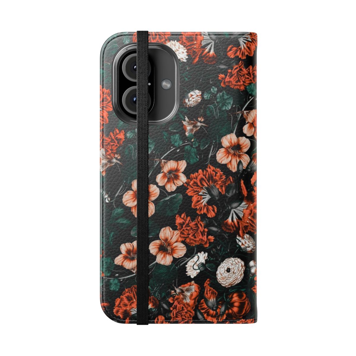 Vintage floral phone case with nature-inspired forest design - Folded Front