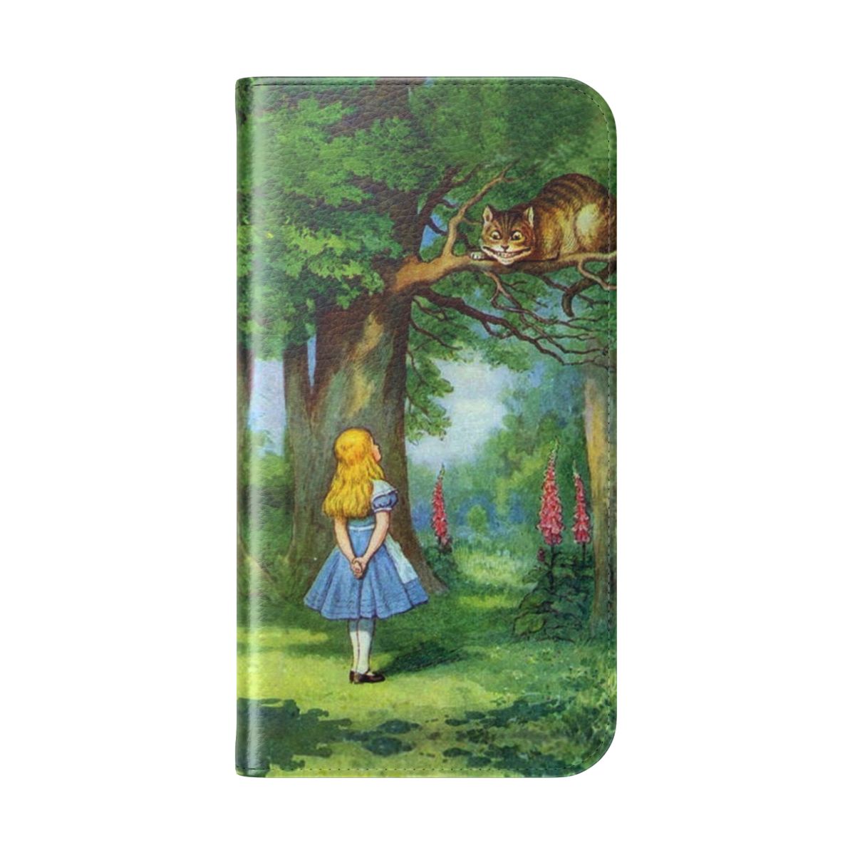 Colorful phone case featuring the Cheshire Cat from Alice in Wonderland - Folded Back