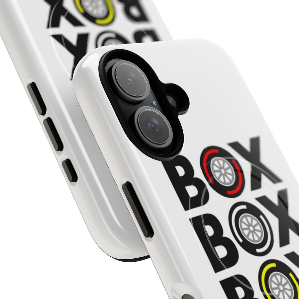 Magnetic tough phone case with F1 tyre compound design - Detail