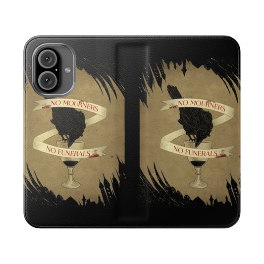 Dregs-Inspired Flip Cover Phone Case featuring characters from the Six of Crows series by Leigh Bardugo