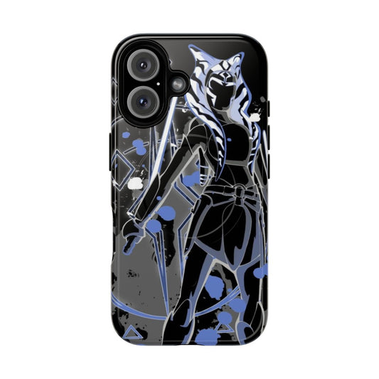 A stylized Ahsoka Tano inspired magnetic tough phone case with a dark, raw, and sci-fi aesthetic.