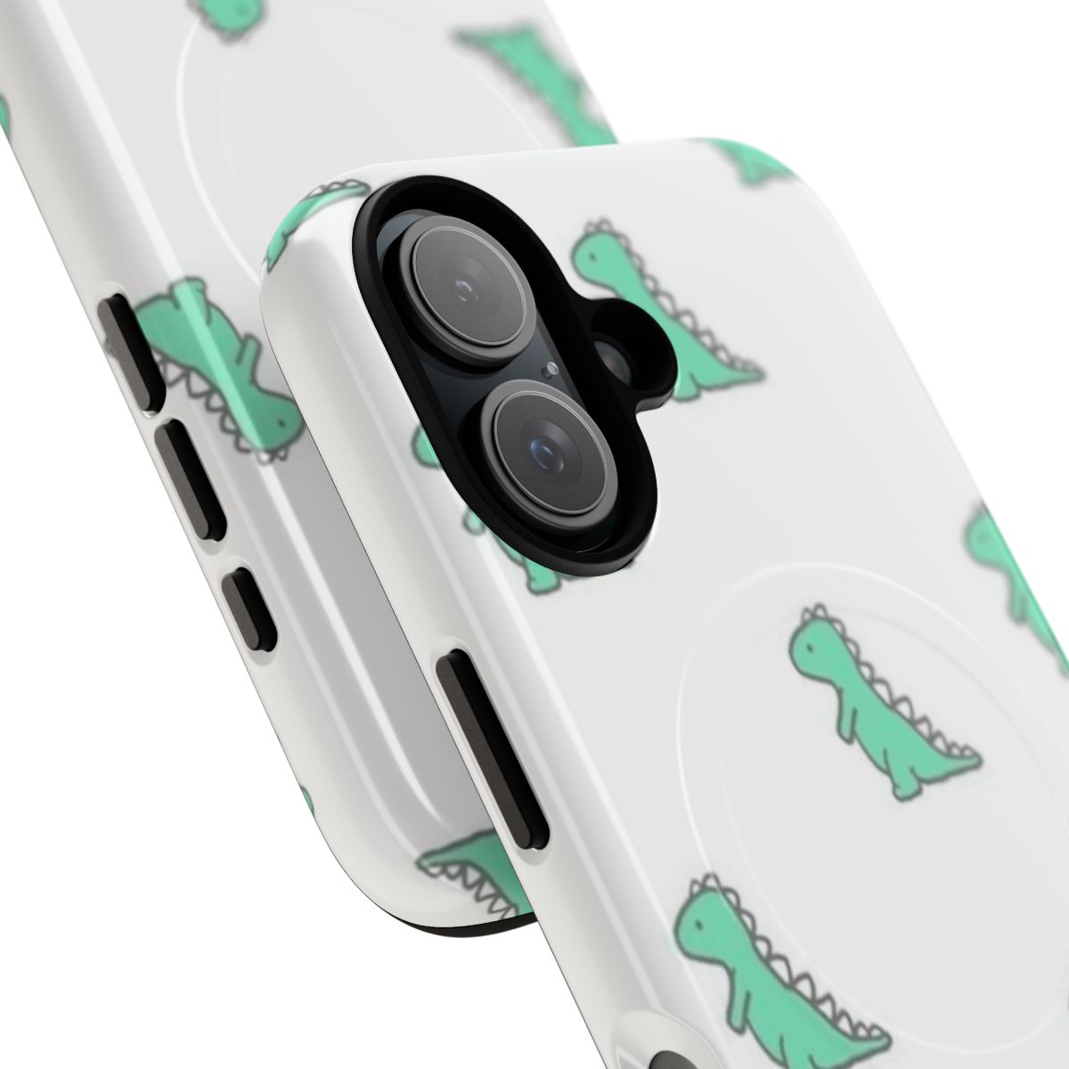 White dinosaur magnetic tough phone case - Detail