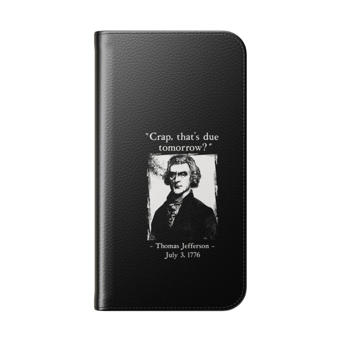 Patriotic flip phone case with humorous "Crap That's Due Tomorrow" design - Folded Back