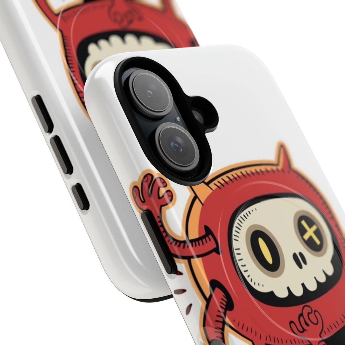 Tough magnetic phone case with a skull runner design - Detail