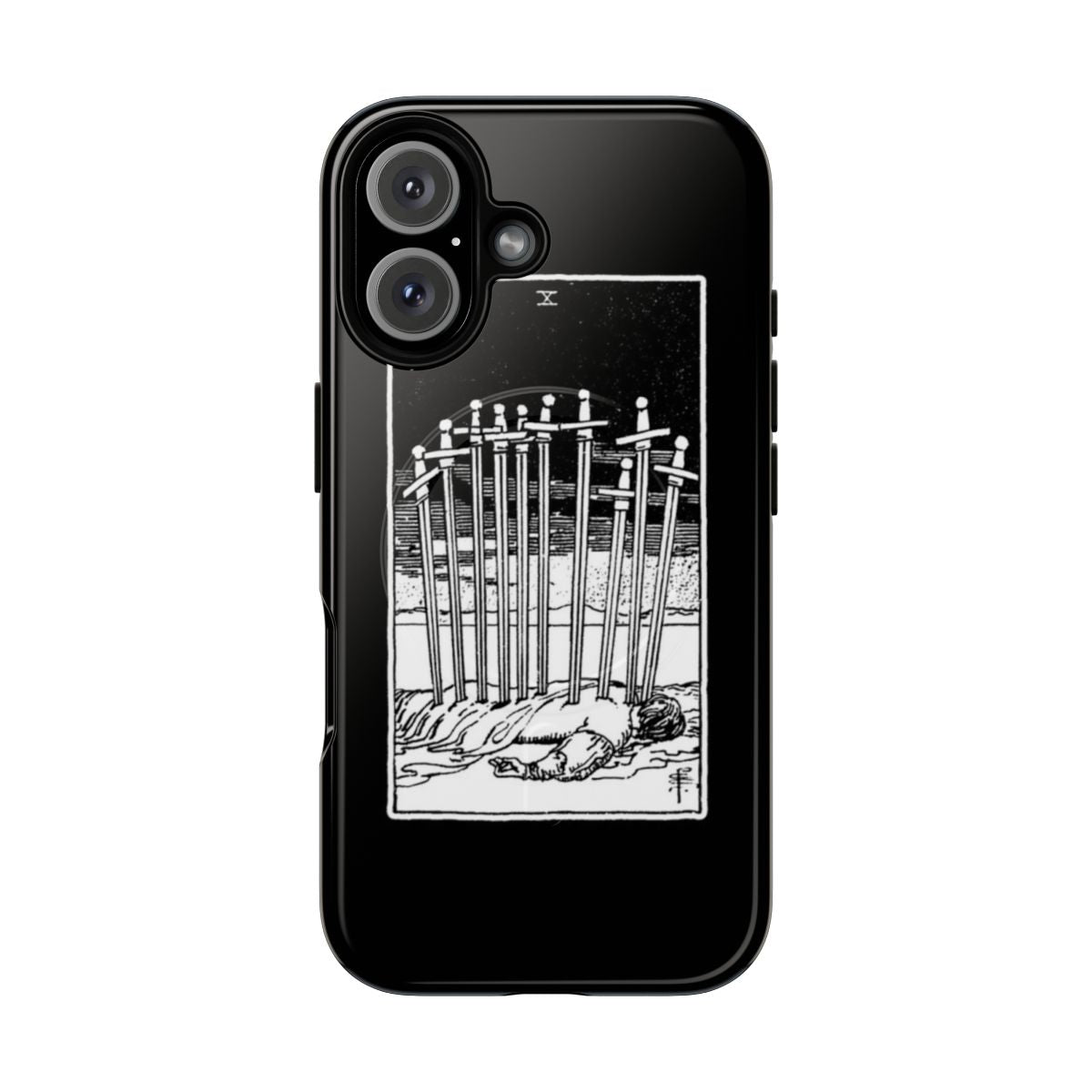 Tarot card inspired magnetic tough phone case with occult and fortune telling imagery.