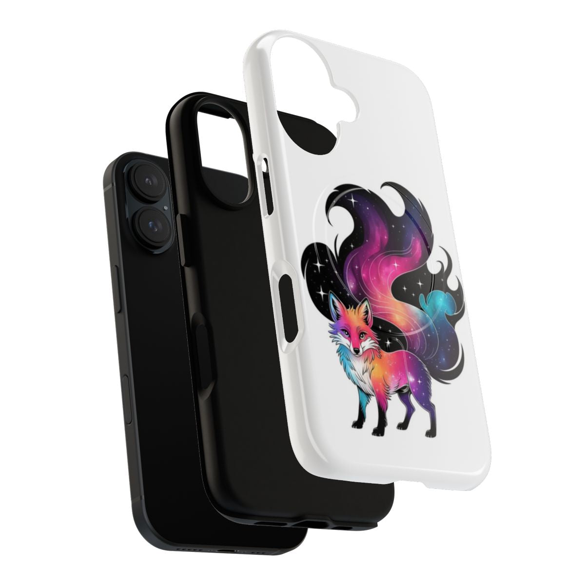 Nebula Fox Magnetic Tough Phone Case with cosmic, galaxy, and space design - Layers