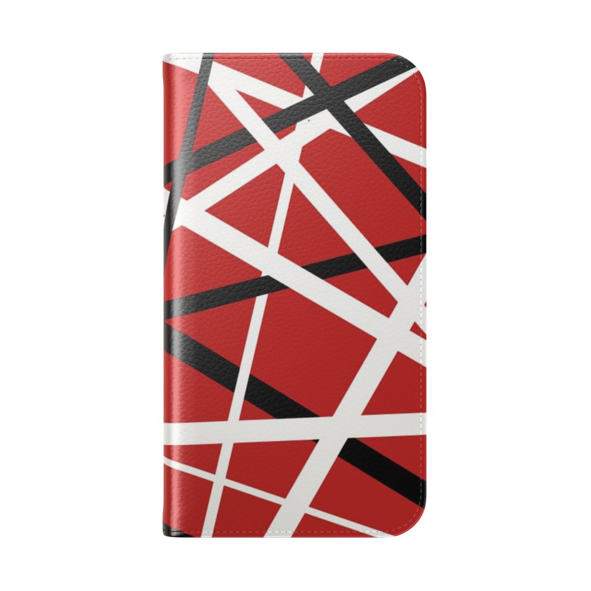 Red flip cover phone case with Van Halen inspired design - Folded Back