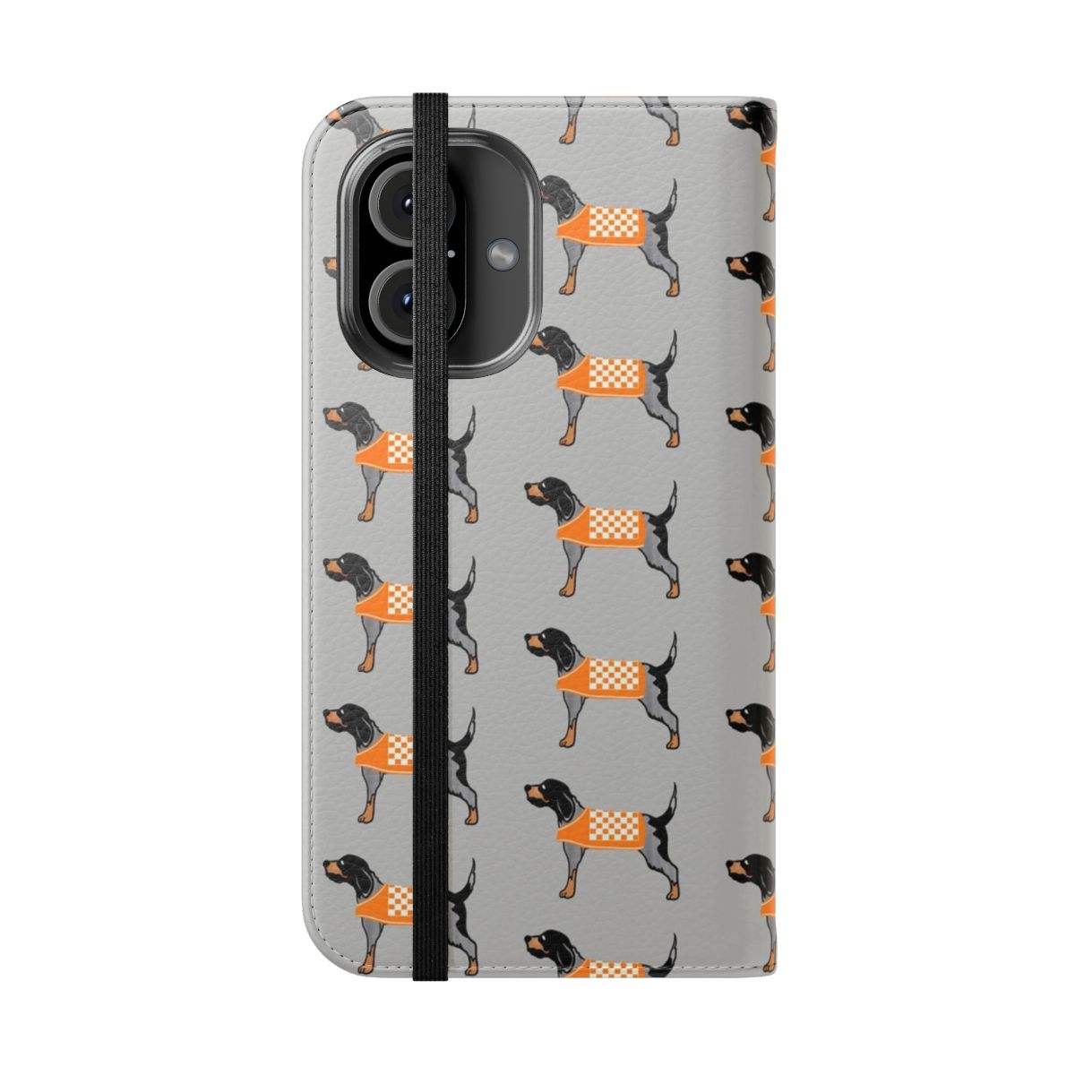 Smokey-inspired phone case with the Bluetick Hound mascot for Tennessee Vols fans - Folded Front