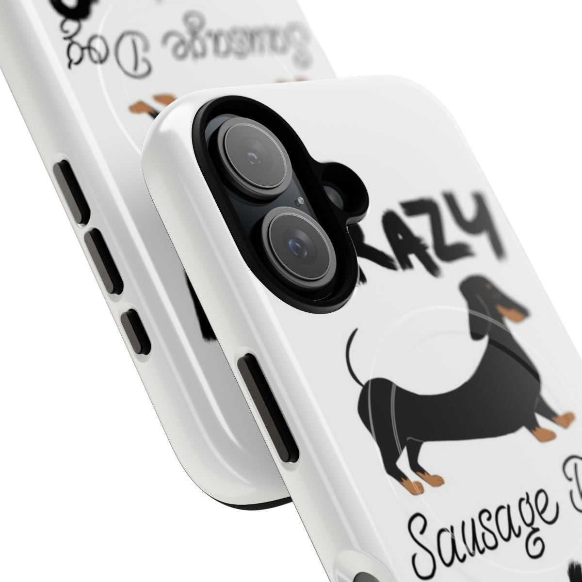 Black and tan dachshund dog on a magnetic phone case - Detail