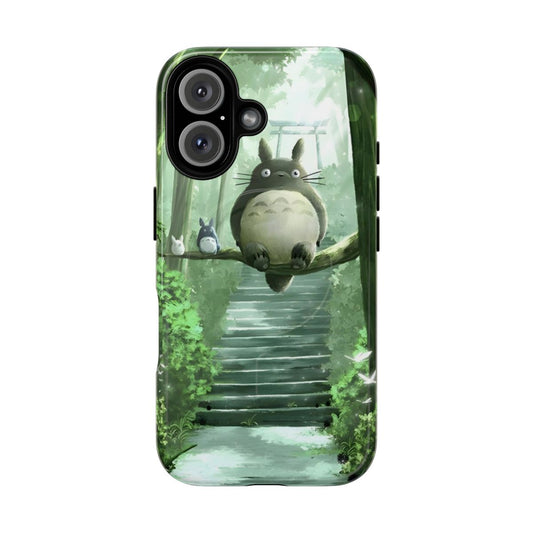 Kawaii and cute art monster hanging and flying away in a Japan film-inspired design on a magnetic phone case