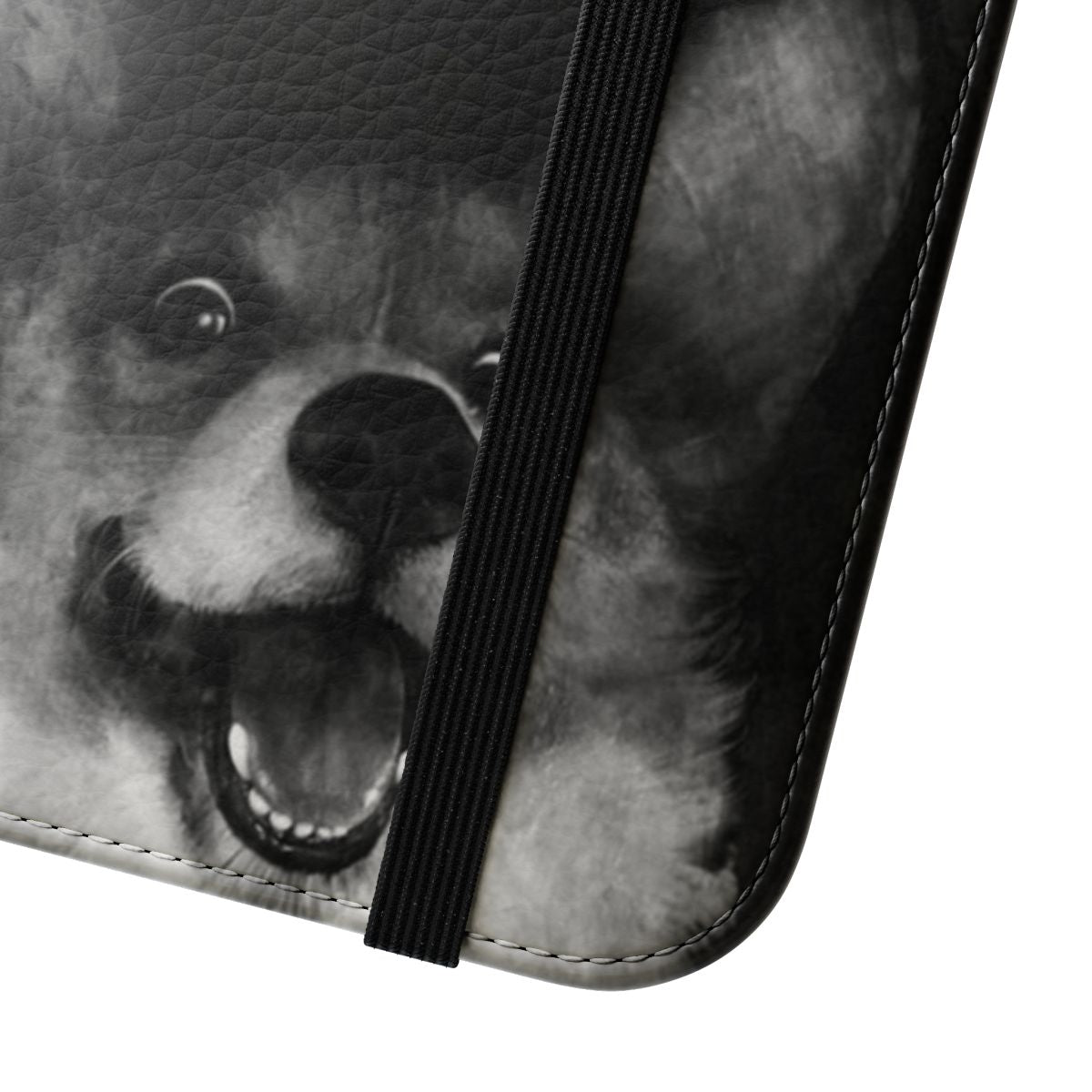 Flip cover phone case featuring a cute corgi and sausage dog design - Close Up