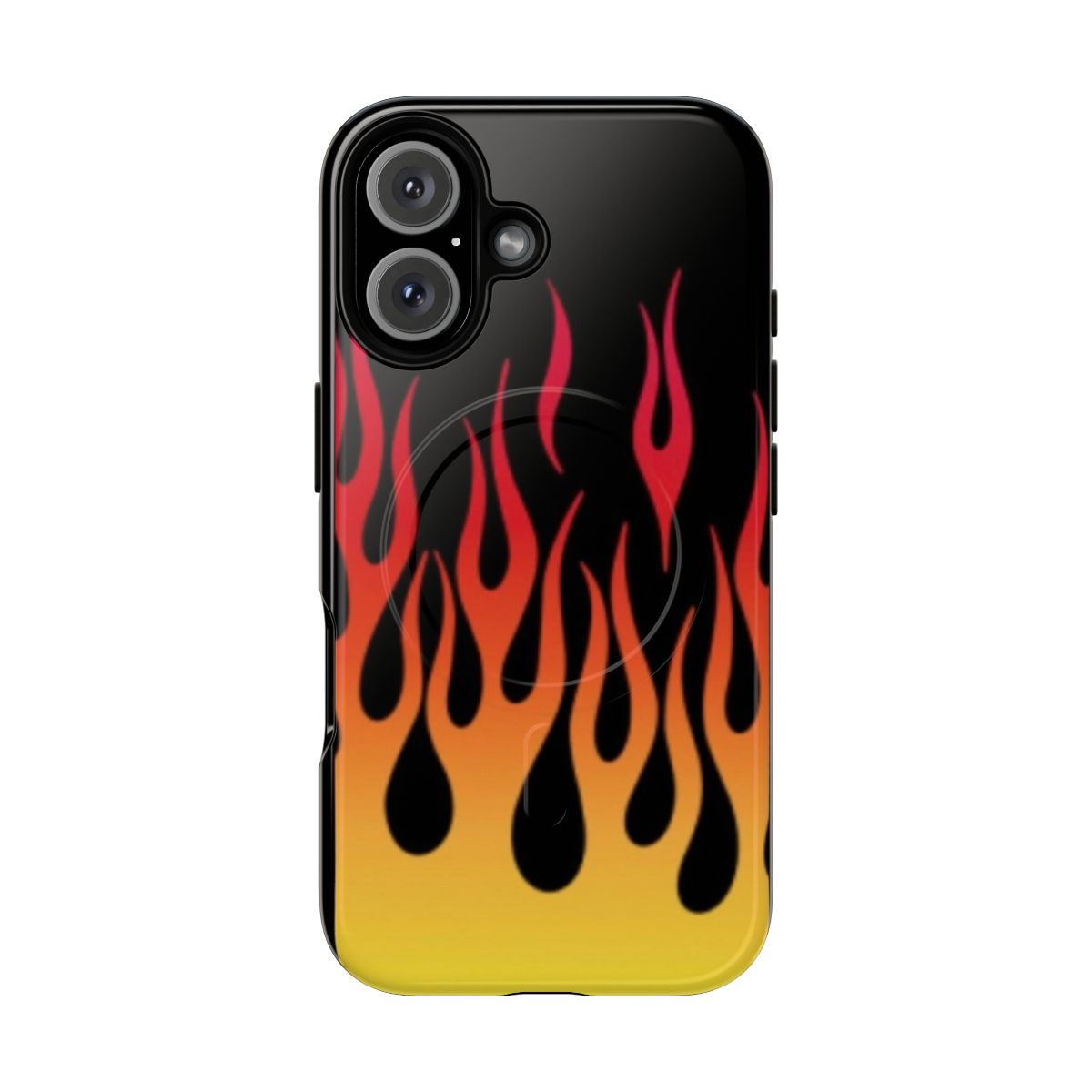 Red flame patterned magnetic tough phone case