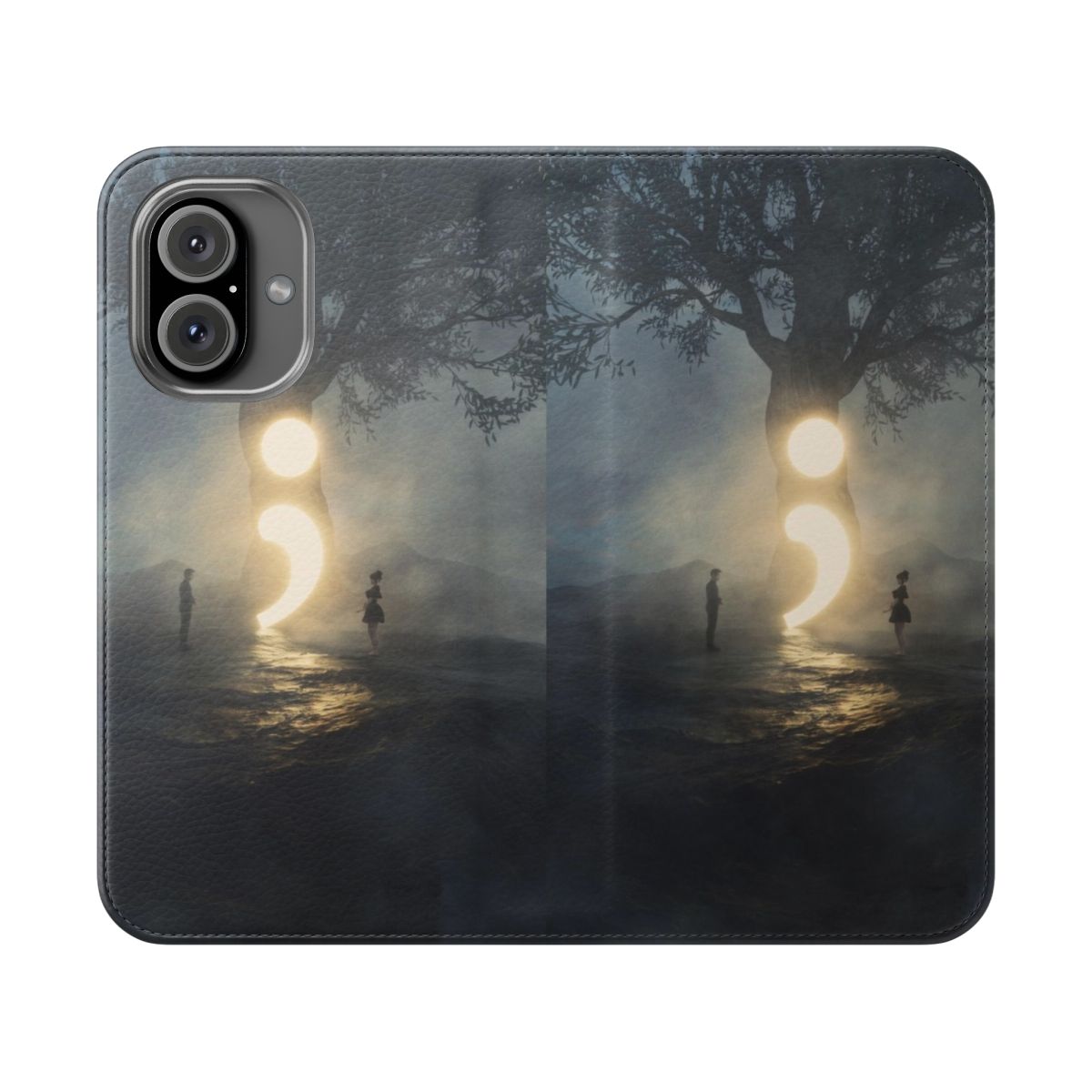 Inspirational semicolon continue phone case with artistic image of a couple