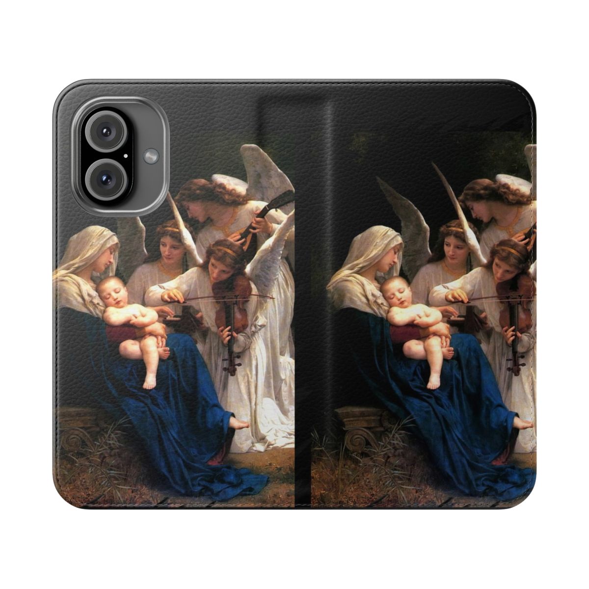 Catholic religious art image of Virgin Mary and Infant Jesus on a flip phone case