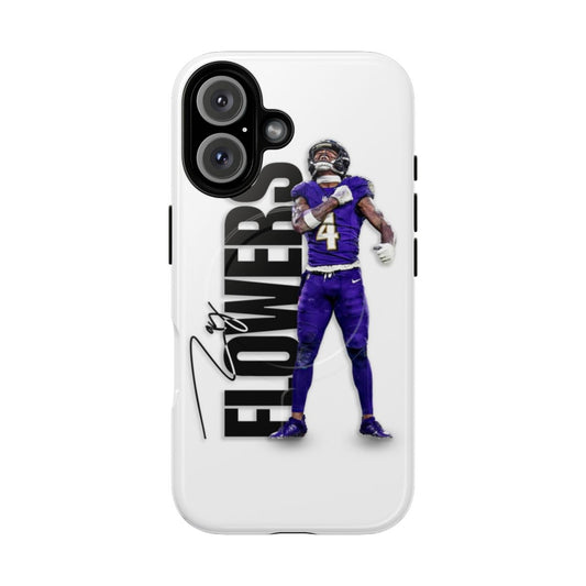 Zay Flowers-inspired phone case with Ravens branding and design