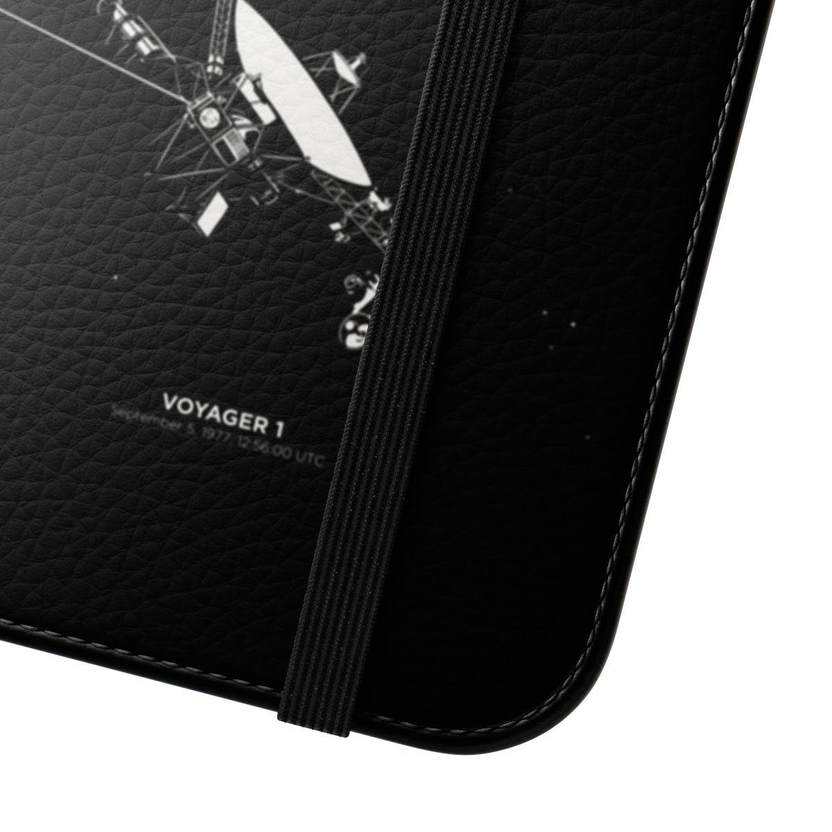 Minimalist phone case inspired by the Voyager 1 space probe, featuring a sleek and futuristic design. - Close Up