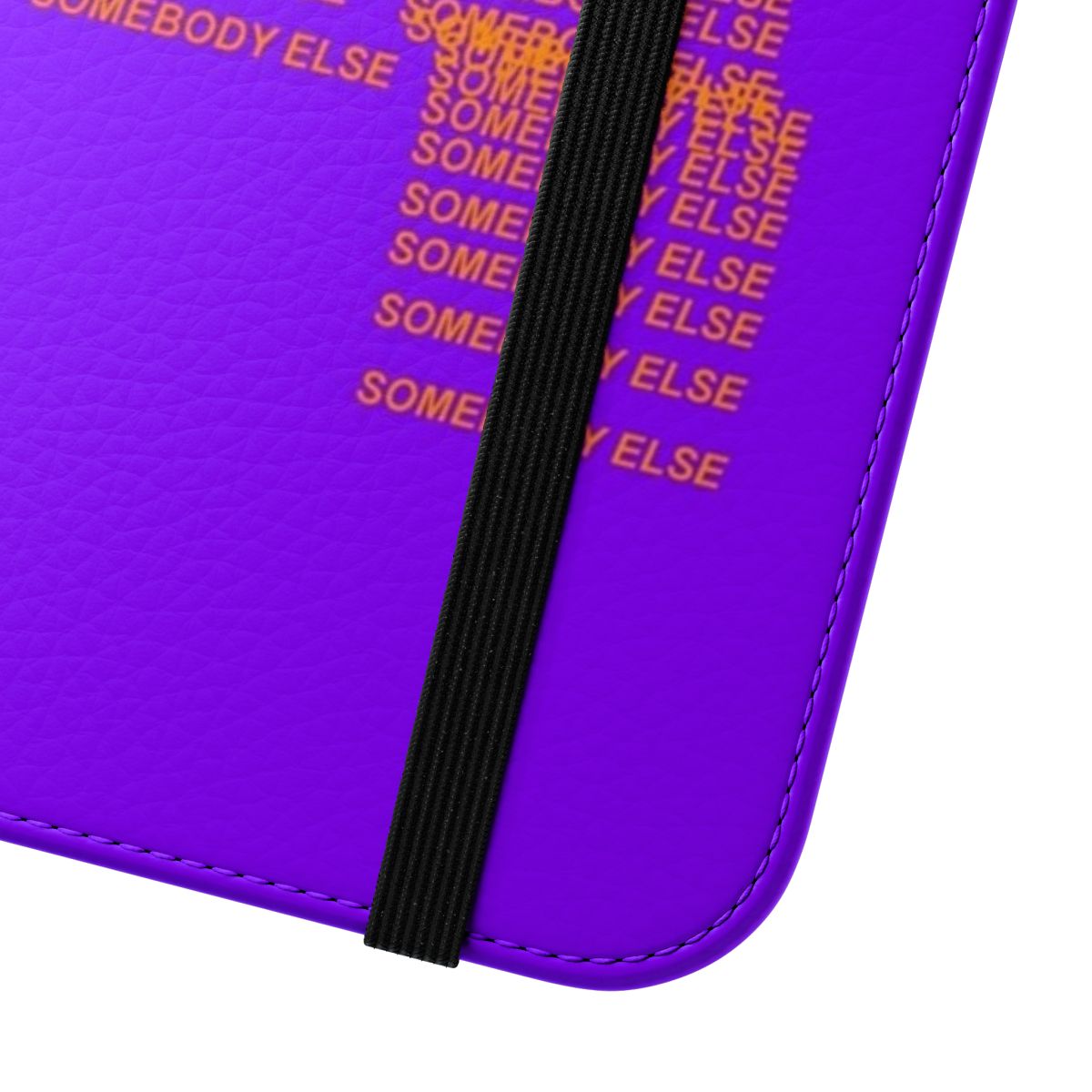 Stylish phone case with purple and orange graphics inspired by The 1975 and Kanye West - Close Up