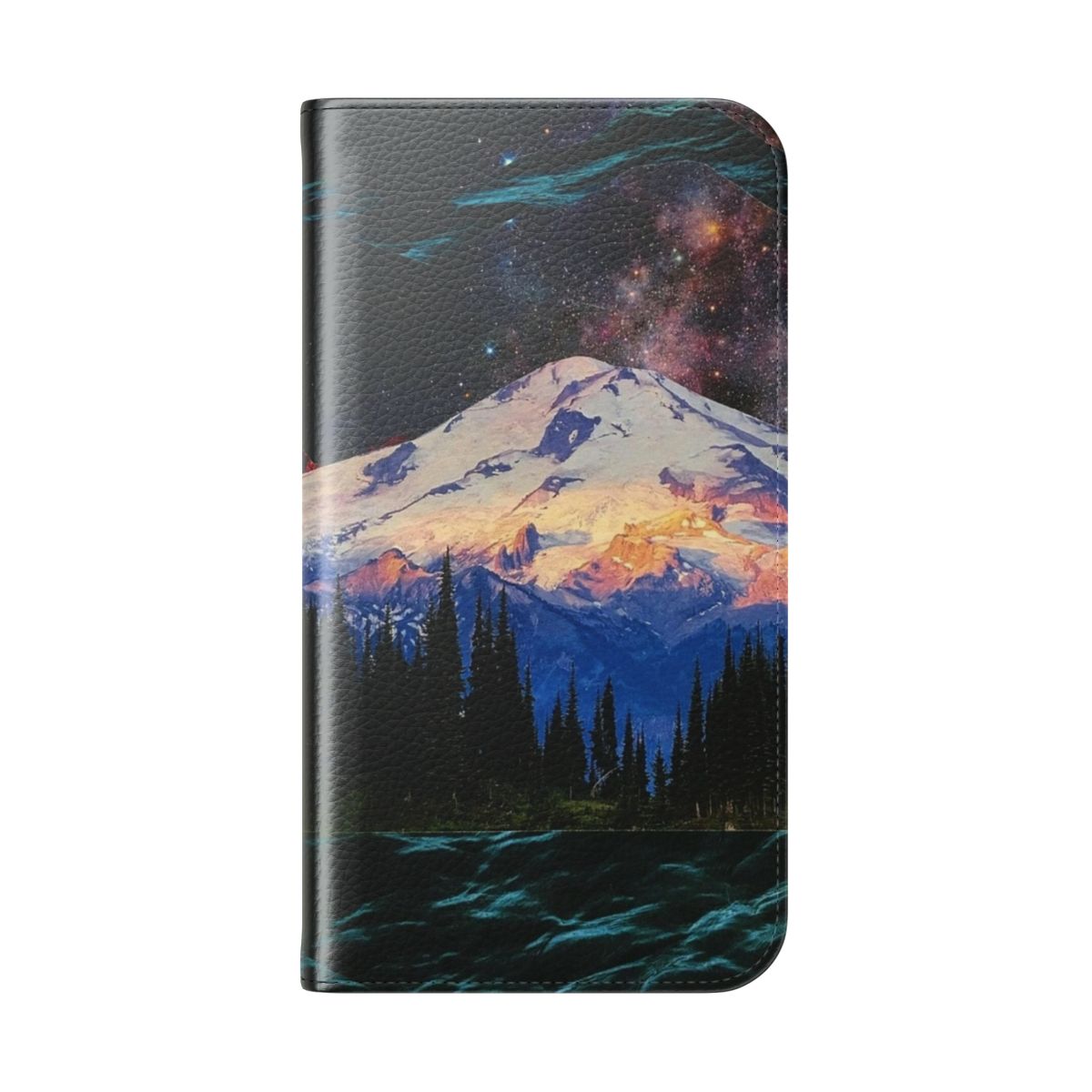 Surreal blue ridge mountains landscape with stars on a phone case cover - Folded Back