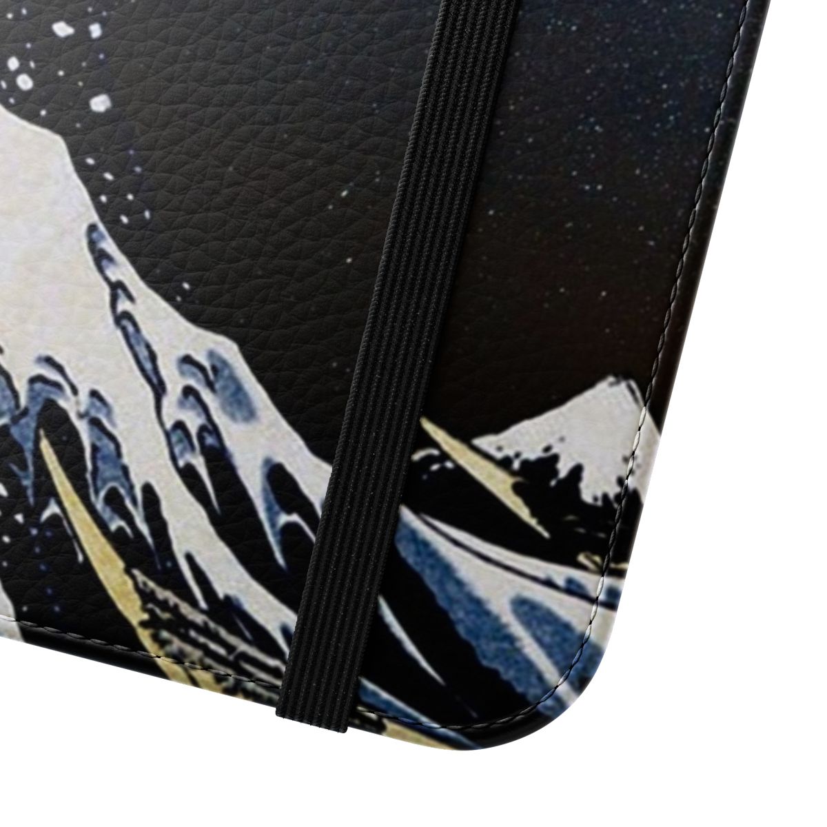 Vibrant Japanese ukiyo-e style wave artwork on a protective phone case. - Close Up