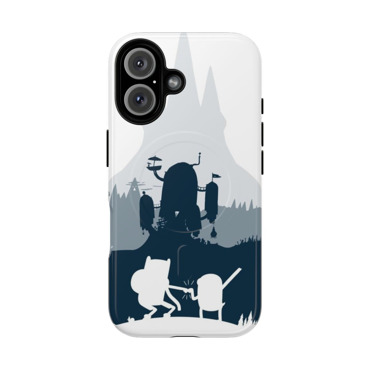 Silhouette illustration of Ice King from the TV show Adventure Time on a tough, magnetic phone case