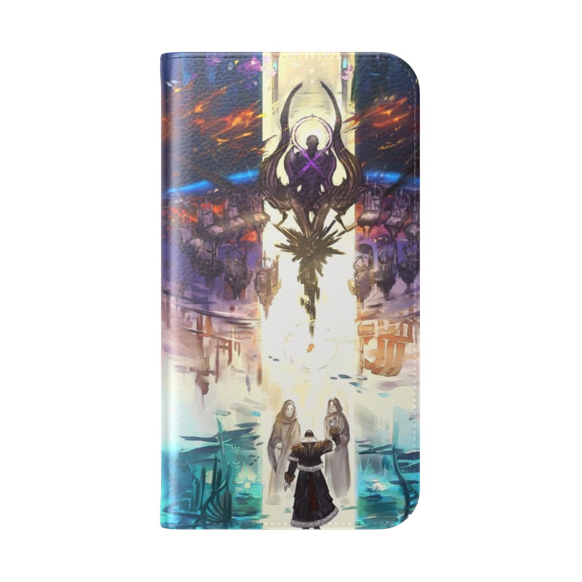 Enchanted fantasy phone case with FFXIV-inspired Amaurot design - Folded Back