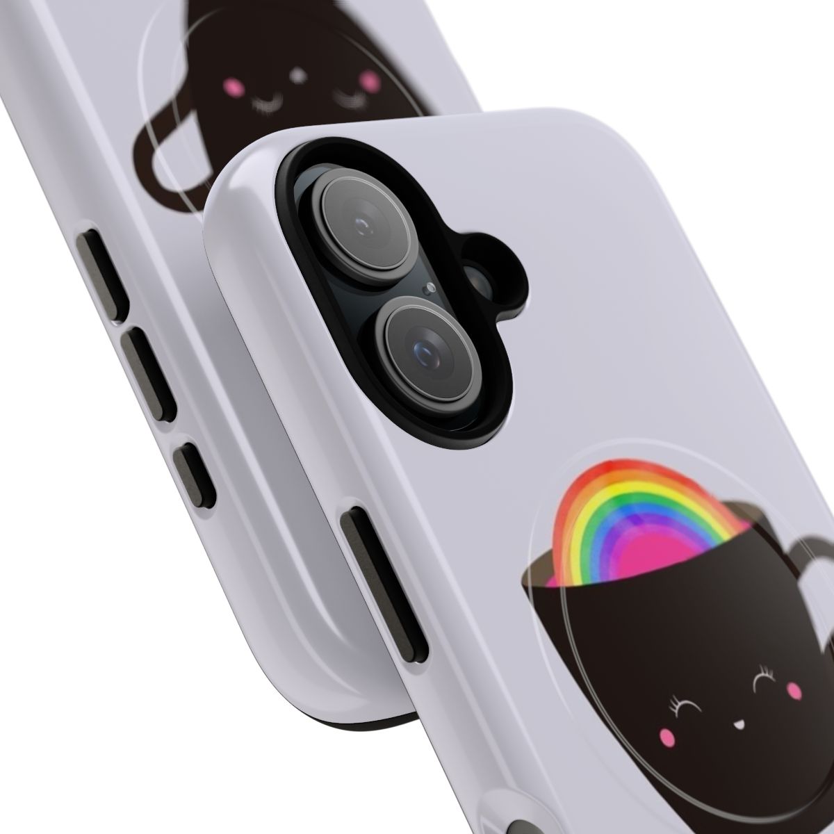 Colorful rainbow design on a durable magnetic phone case - Detail