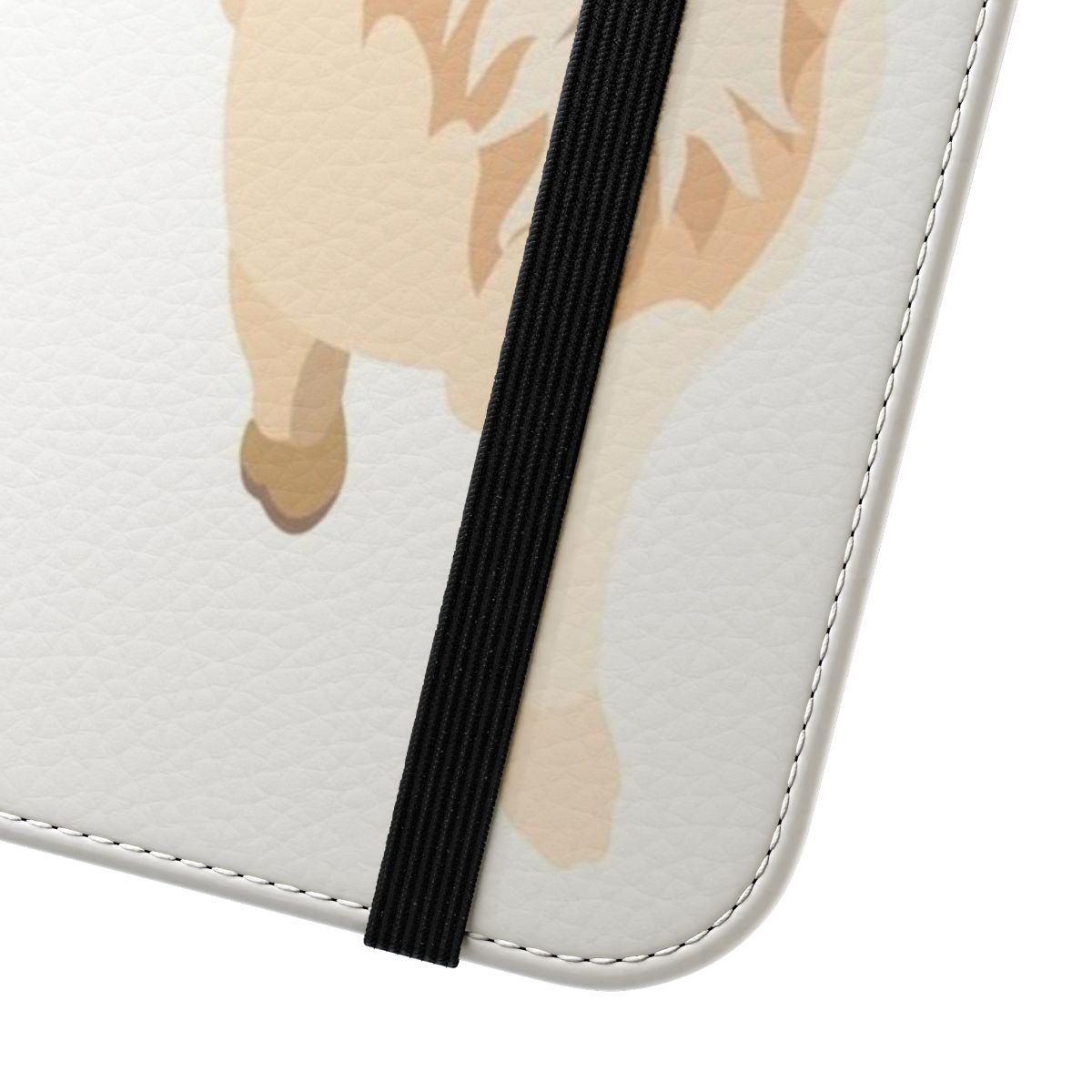 A protective phone case featuring a golden retriever design. - Close Up